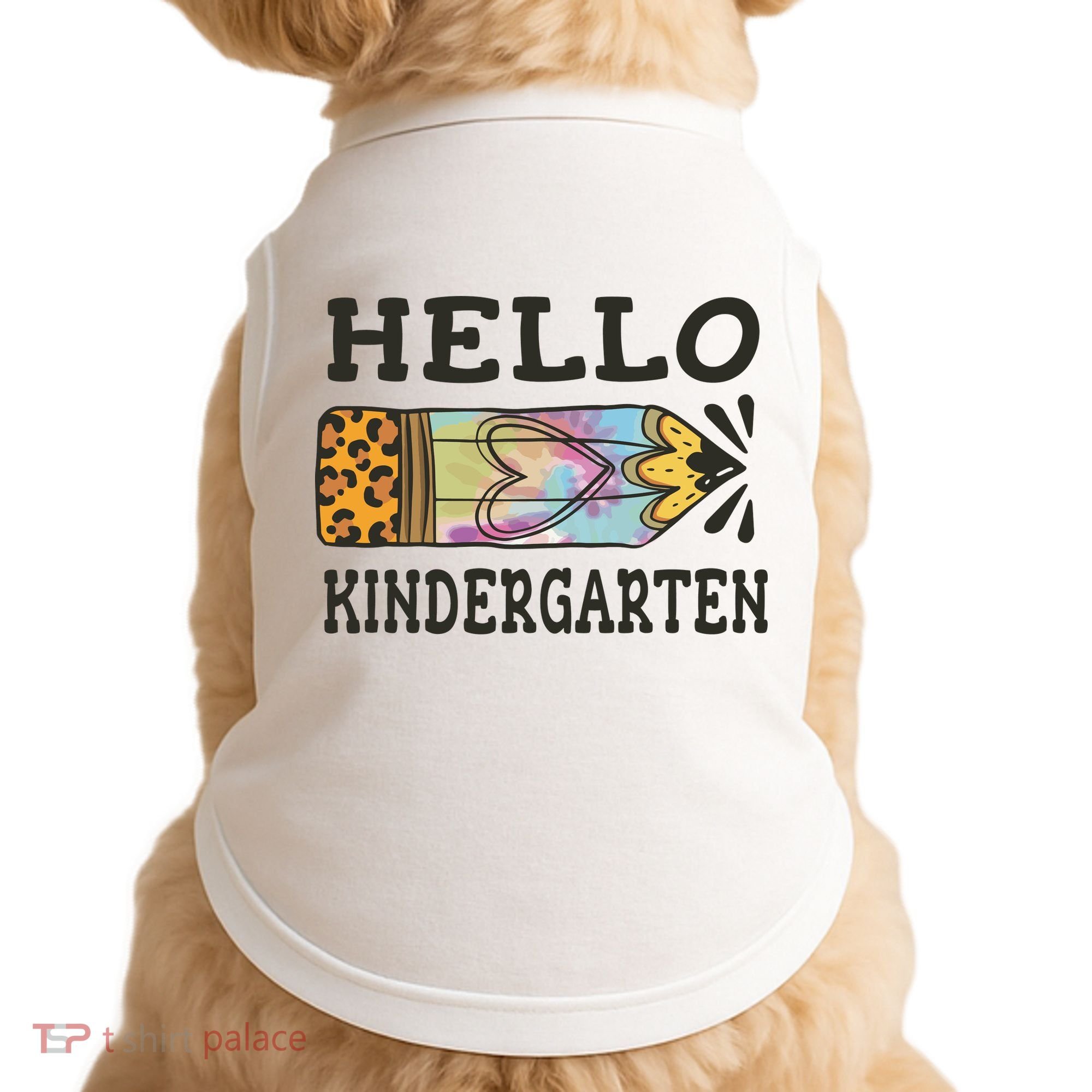 Hello Kindergarten Leopard Tie Dye Pencil Doggie Tank