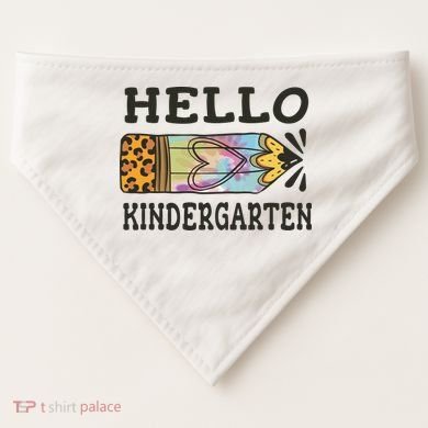 Hello Kindergarten Leopard Tie Dye Pencil USA-Made Doggie Bandana