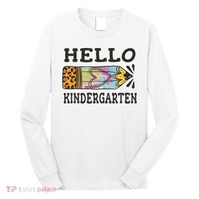 Hello Kindergarten Leopard Tie Dye Pencil Long Sleeve Shirt