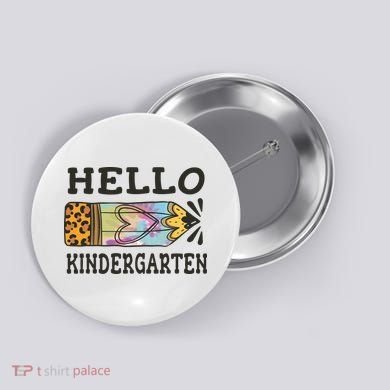 Hello Kindergarten Leopard Tie Dye Pencil Button