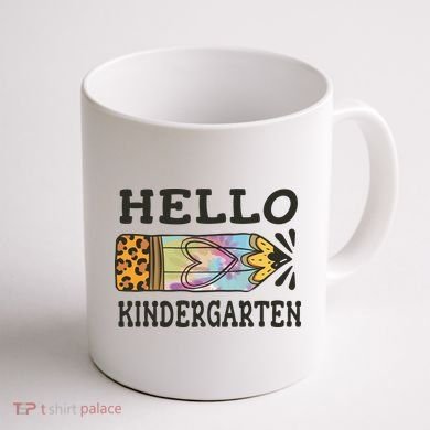 Hello Kindergarten Leopard Tie Dye Pencil Coffee Mug back