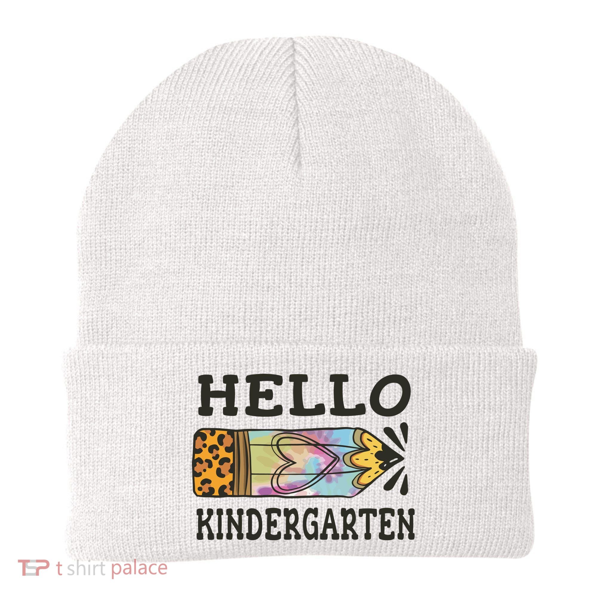 Hello Kindergarten Leopard Tie Dye Pencil Beanie