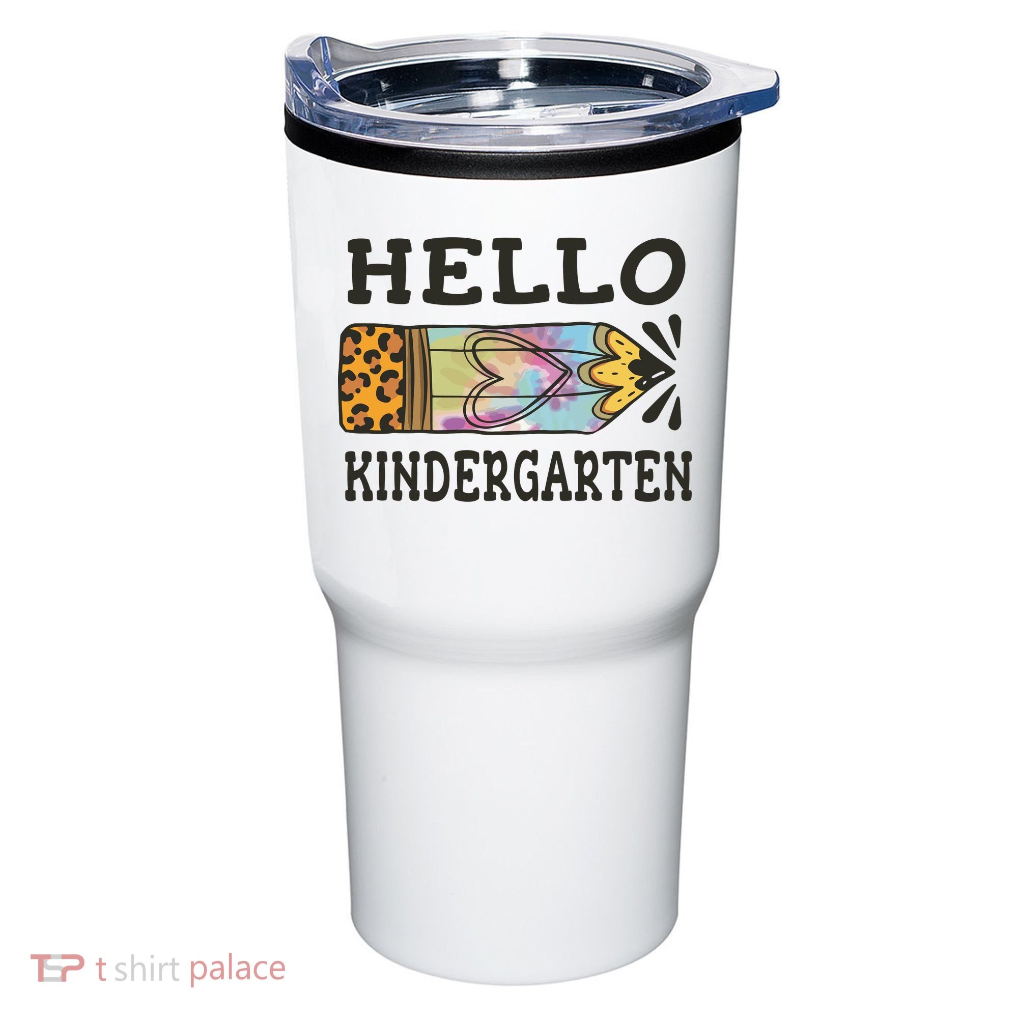 Hello Kindergarten Leopard Tie Dye Pencil Tumbler