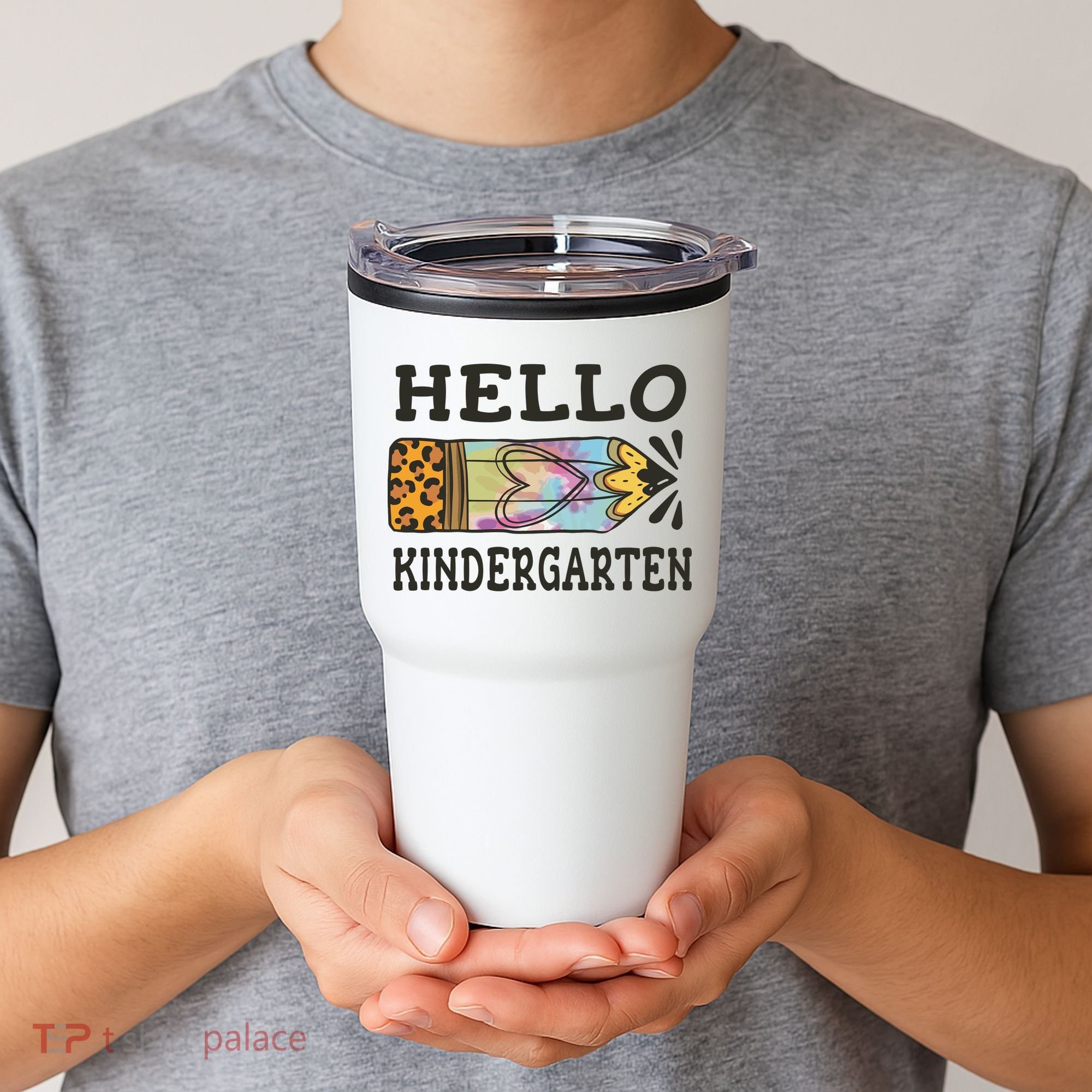 Hello Kindergarten Leopard Tie Dye Pencil Tumbler