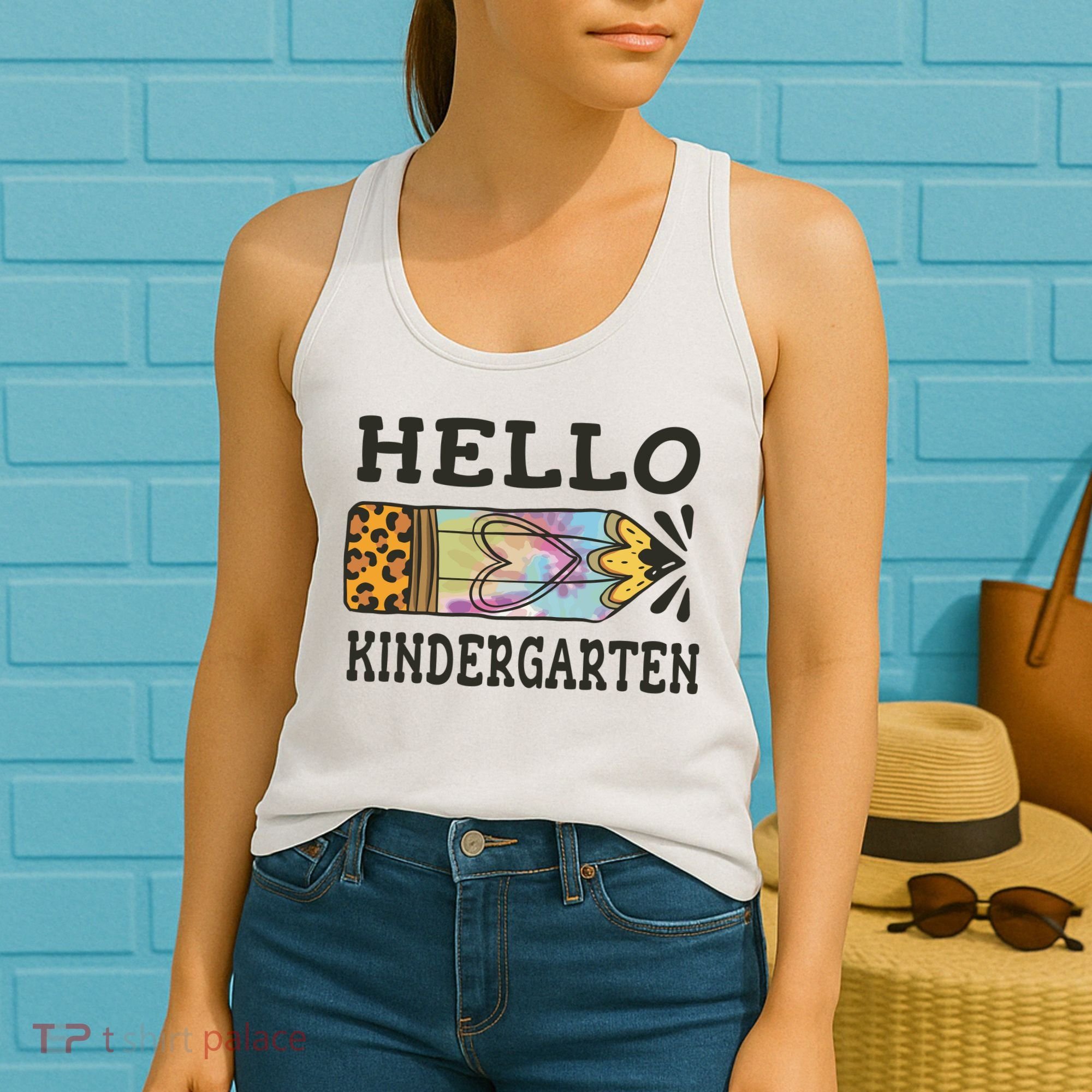 Hello Kindergarten Leopard Tie Dye Pencil Women's Tank Top