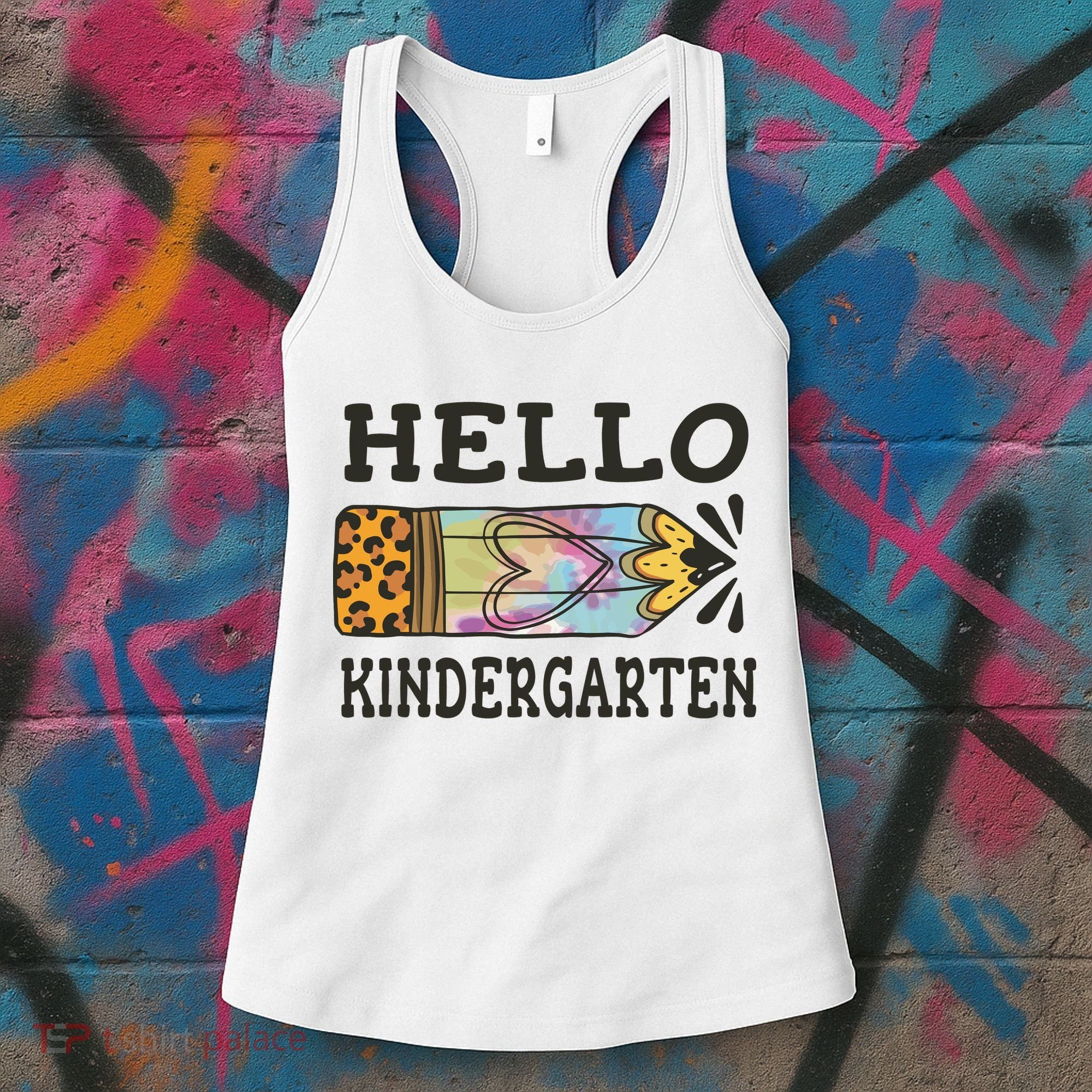 Hello Kindergarten Leopard Tie Dye Pencil Women's Tank Top