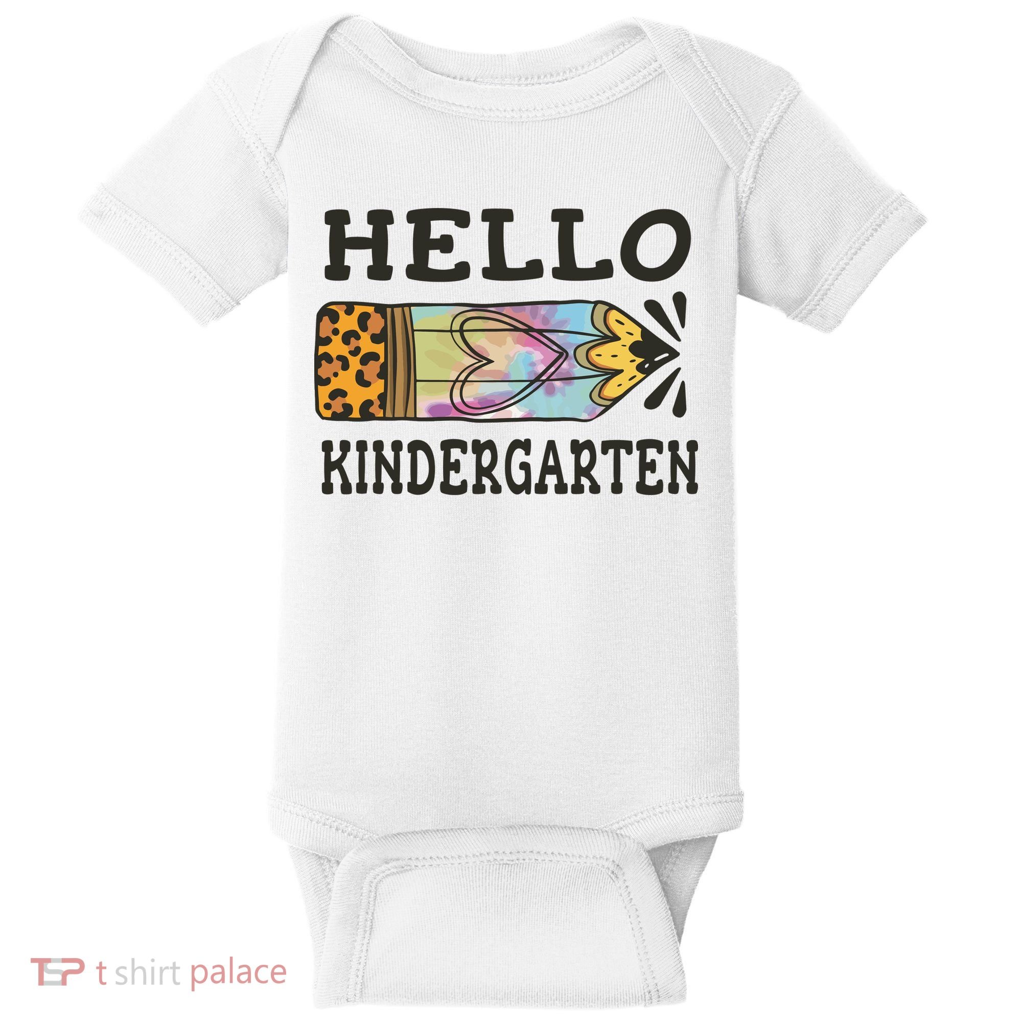 Hello Kindergarten Leopard Tie Dye Pencil Baby Bodysuit