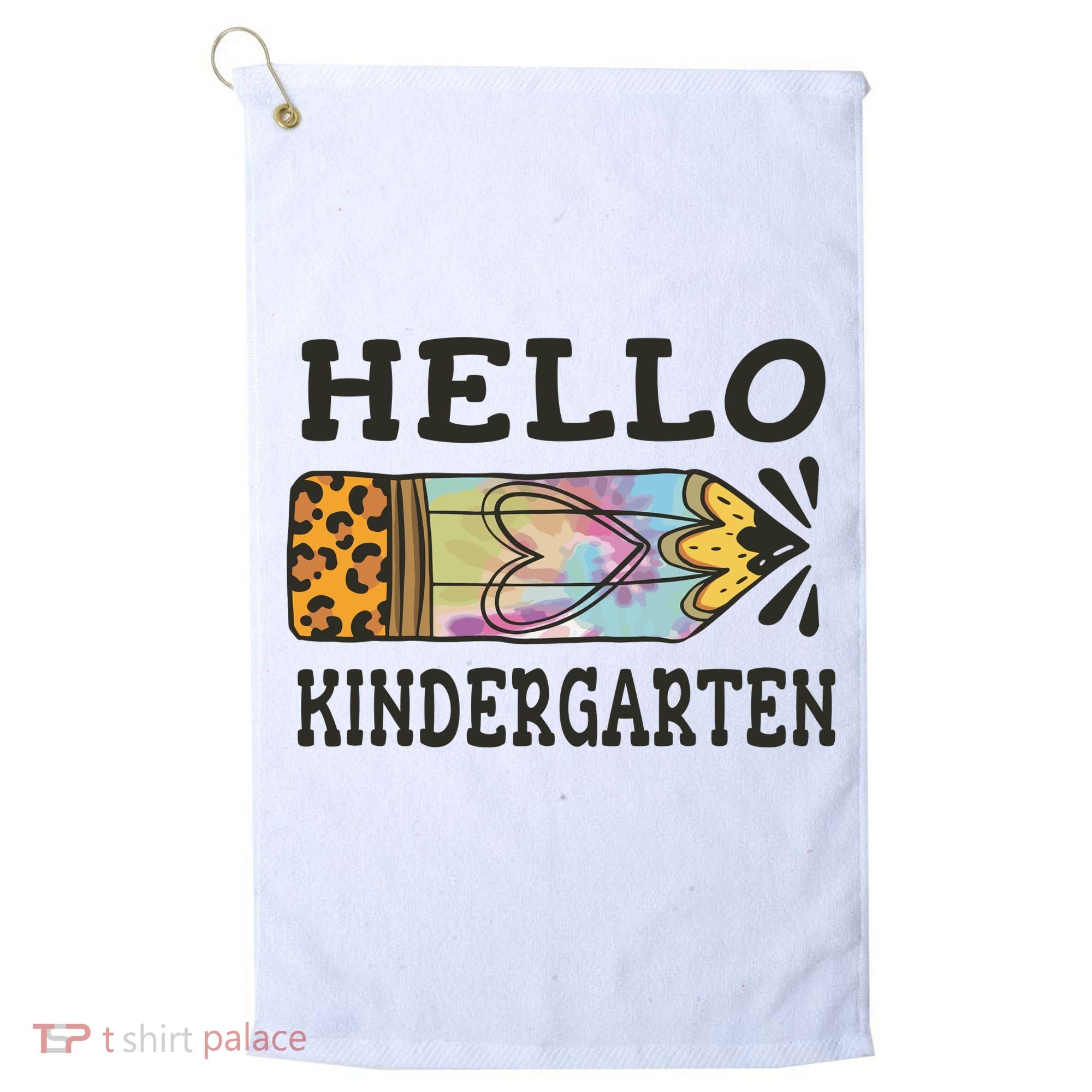 Hello Kindergarten Leopard Tie Dye Pencil Golf Towel