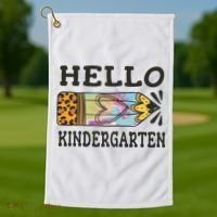 Hello Kindergarten Leopard Tie Dye Pencil Golf Towel thumb 1