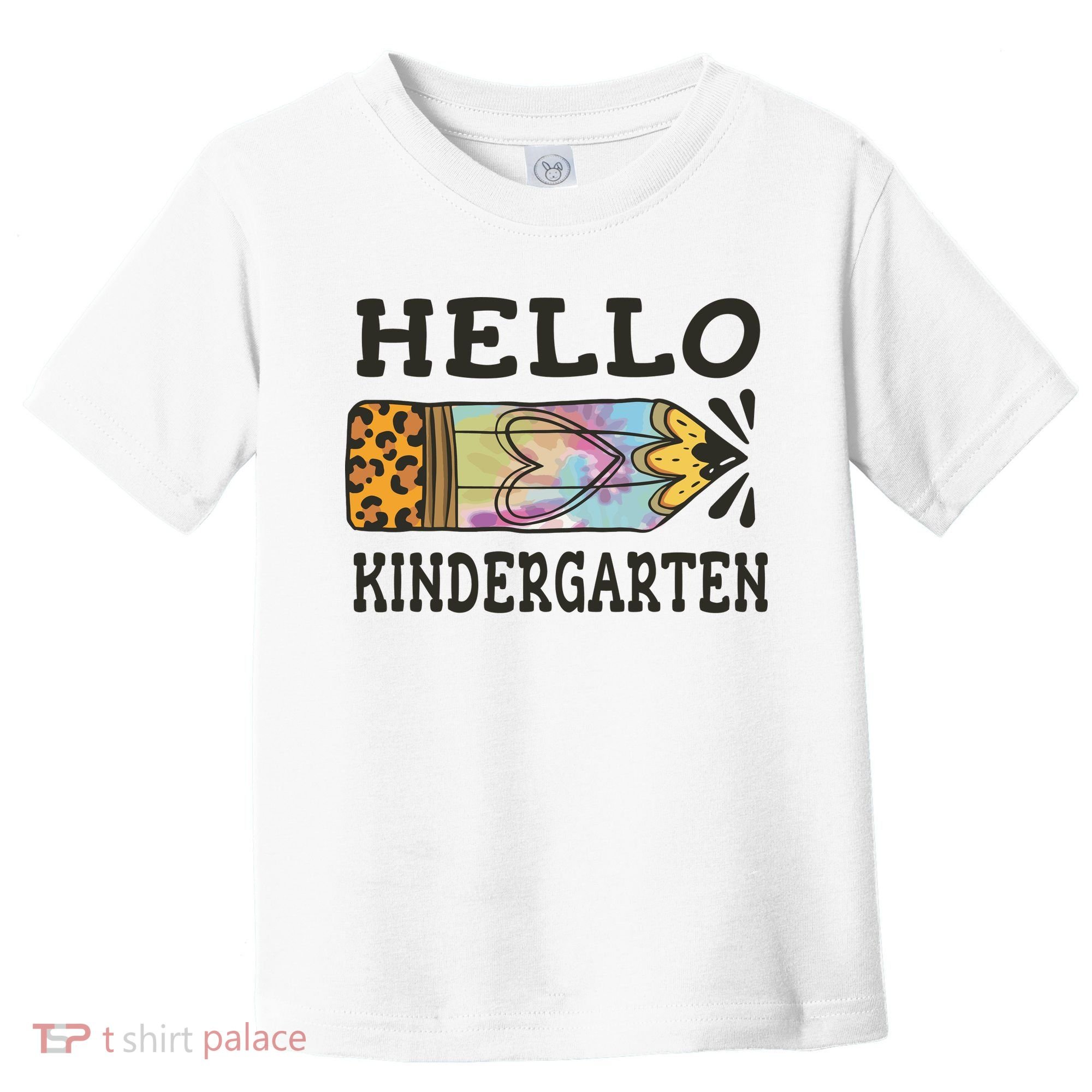 Hello Kindergarten Leopard Tie Dye Pencil Toddler T-Shirt