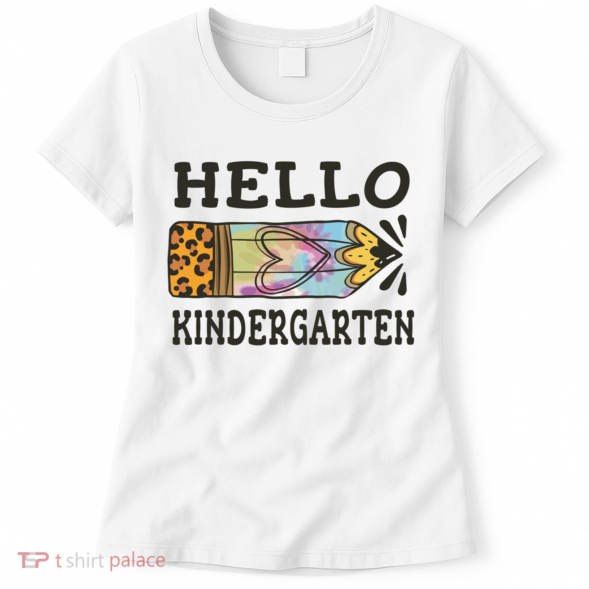 Hello Kindergarten Leopard Tie Dye Pencil Women's T-Shirt
