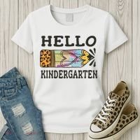 Hello Kindergarten Leopard Tie Dye Pencil Women's T-Shirt thumb 3
