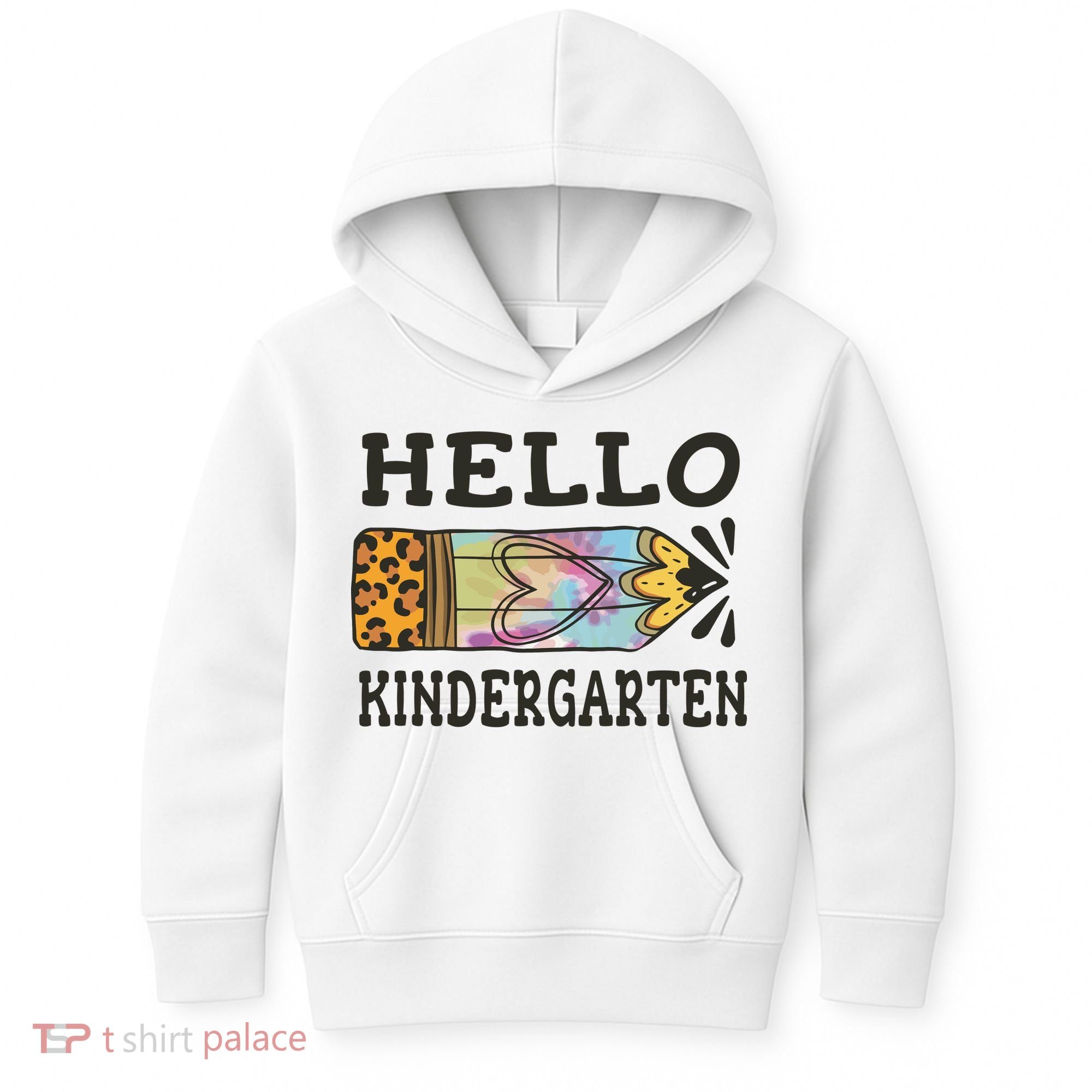 Hello Kindergarten Leopard Tie Dye Pencil Kids Hoodie