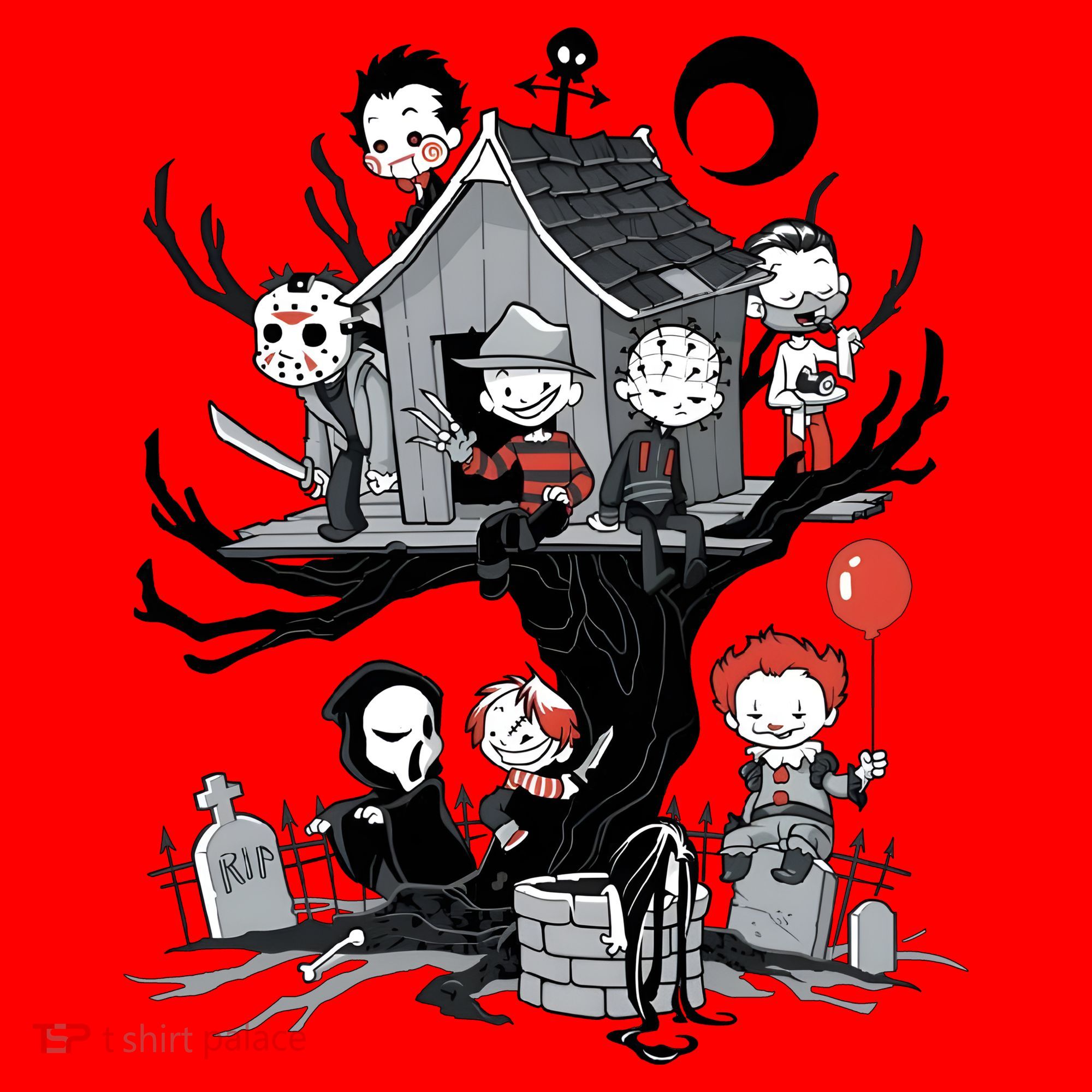 Halloween Kids Movie Famous Killers Tree House Horror Character Santa Hat