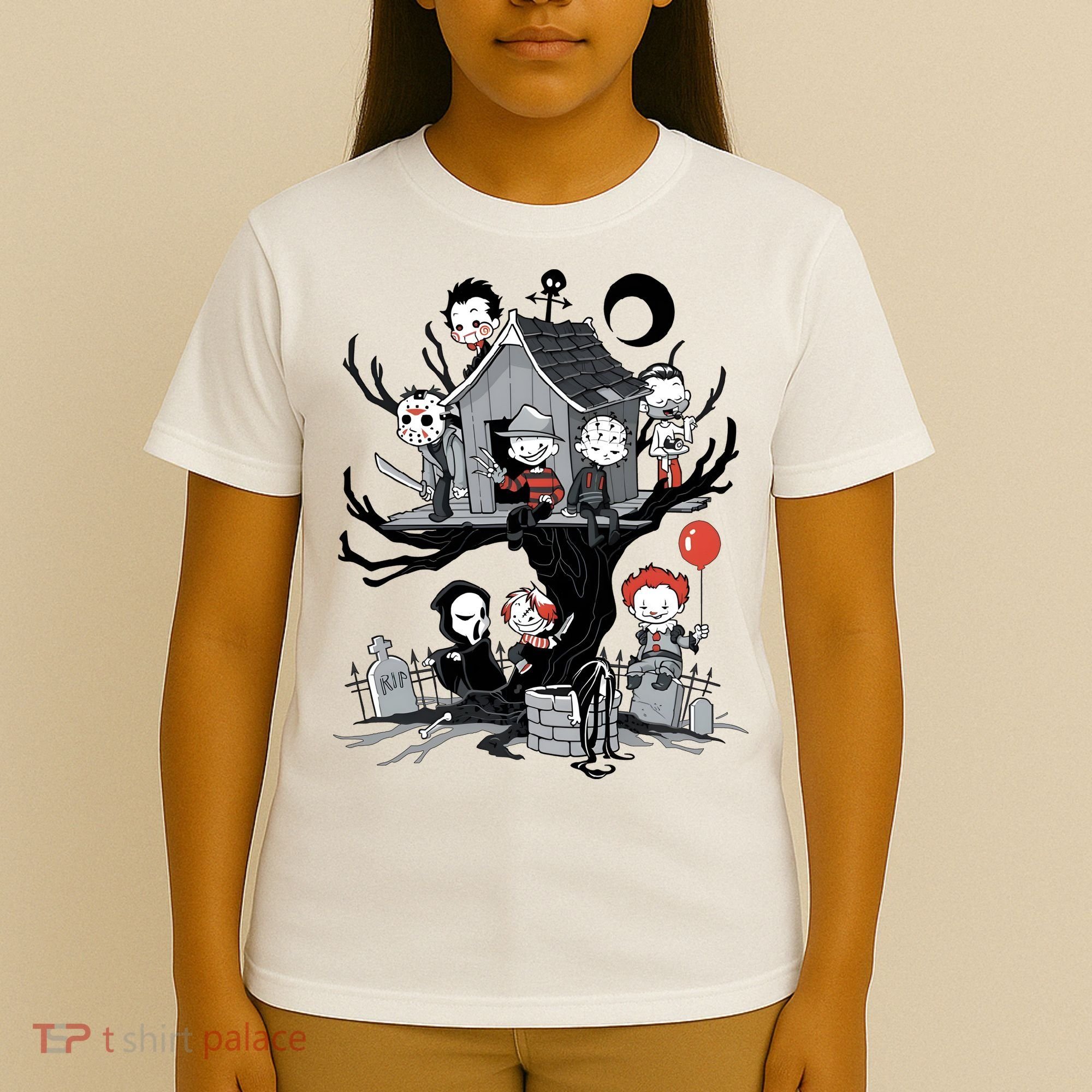 Halloween Kids Movie Famous Killers Tree House Horror Character T-Shirt