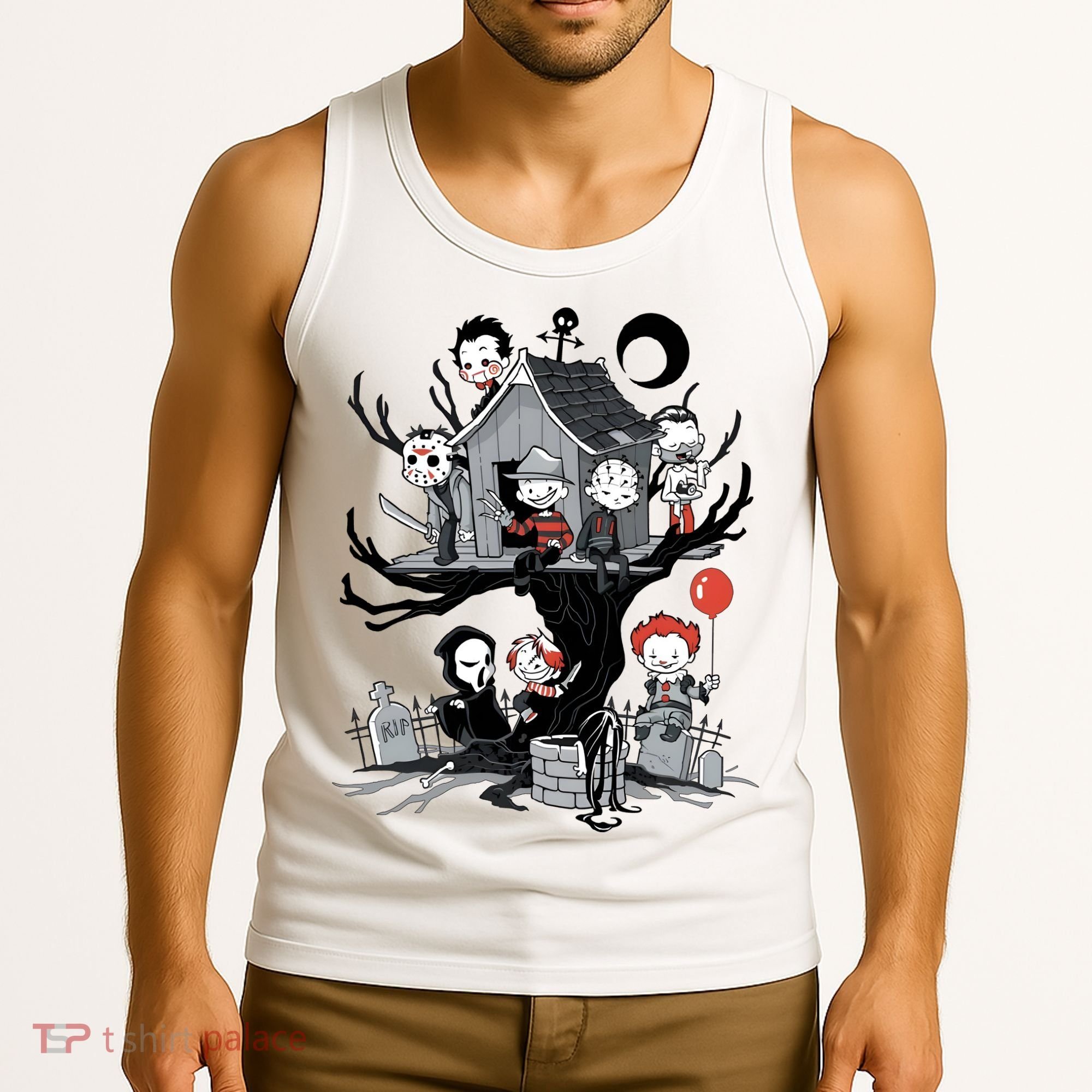 Halloween Kids Movie Famous Killers Tree House Horror Character Tank Top