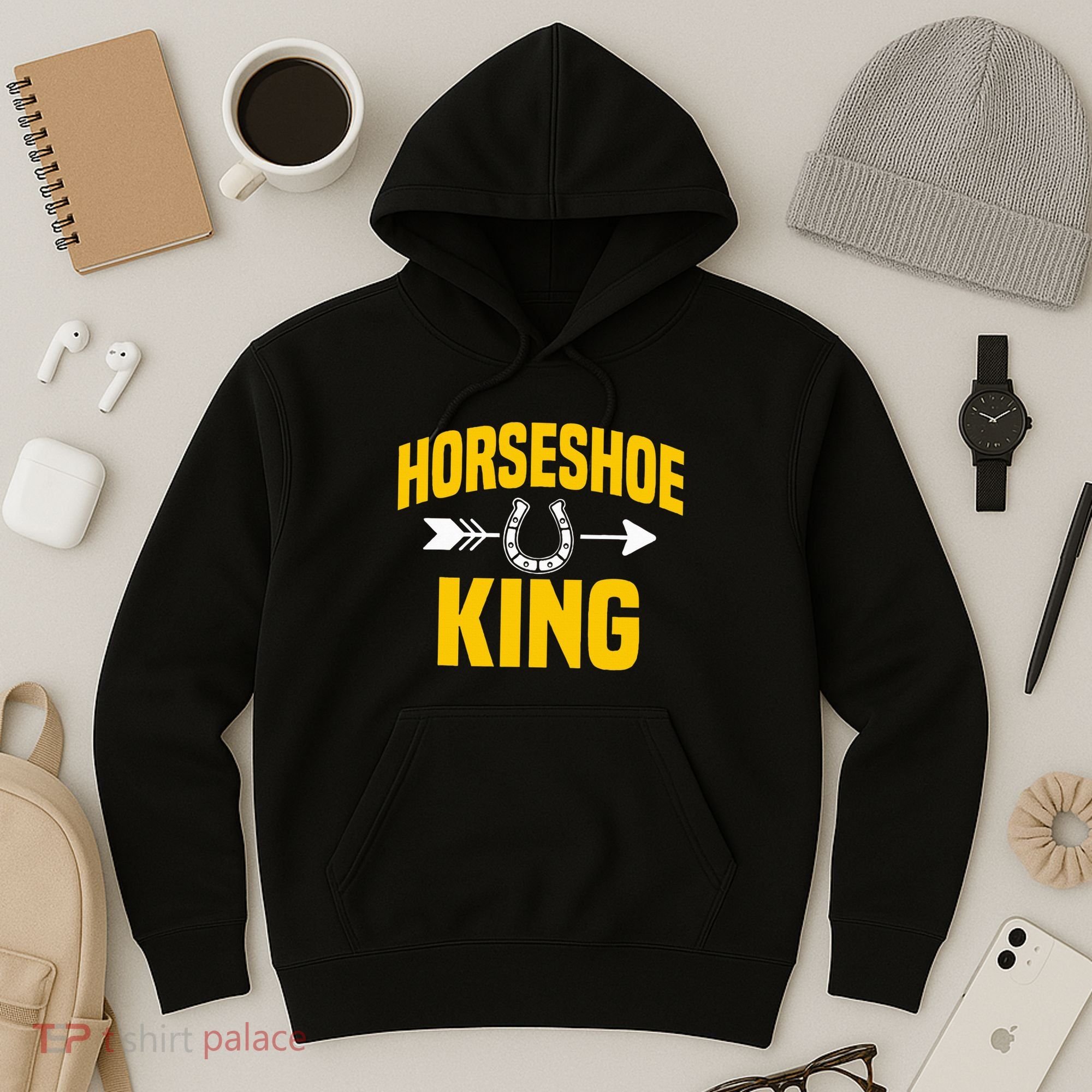 Horseshoe King Pitching Horse Lover Ferrier Hoodie