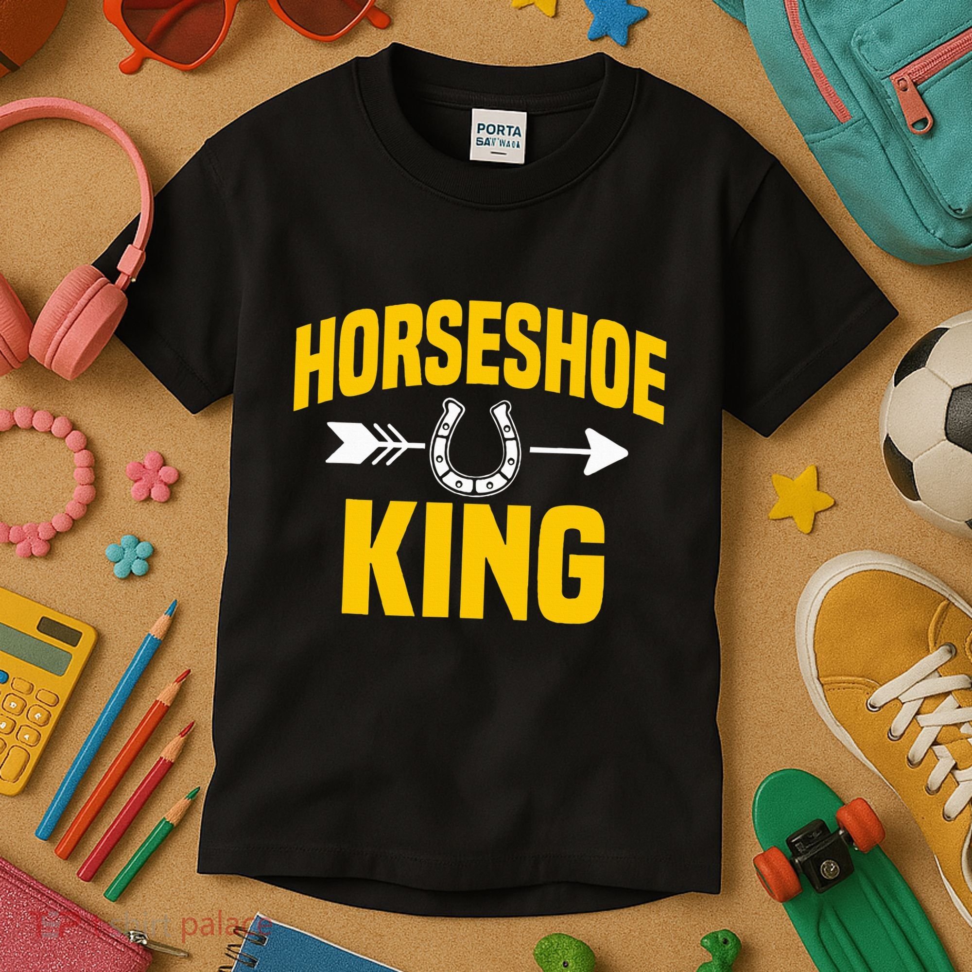 Horseshoe King Pitching Horse Lover Ferrier Kids T-Shirt