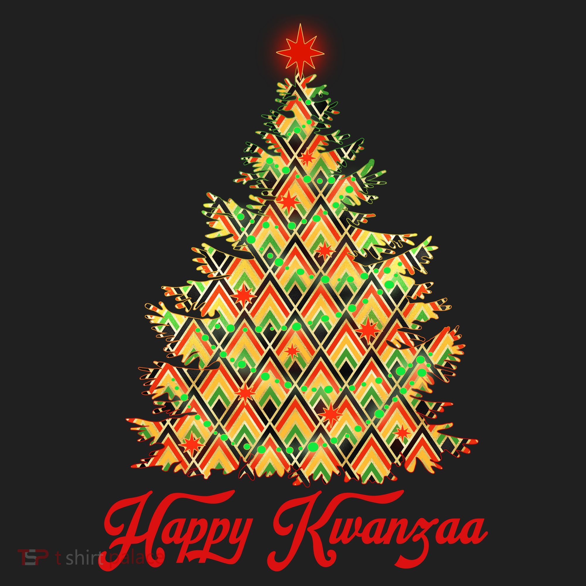 Happy Kwanzaa Pattern Christmas Tree Women's Sweatshirt