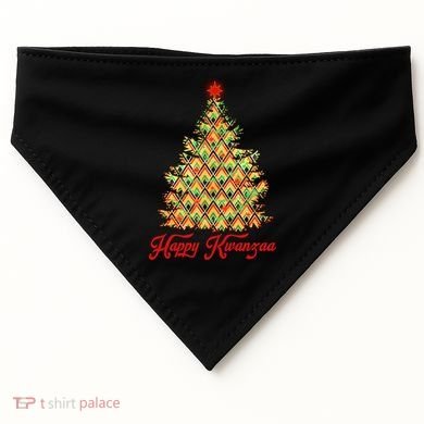 Happy Kwanzaa Pattern Christmas Tree USA-Made Doggie Bandana