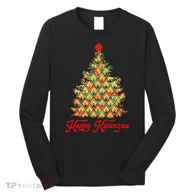 Happy Kwanzaa Pattern Christmas Tree Long Sleeve Shirt