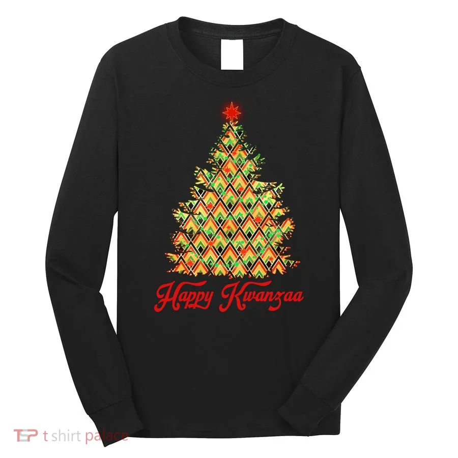 Happy Kwanzaa Pattern Christmas Tree Long Sleeve Shirt