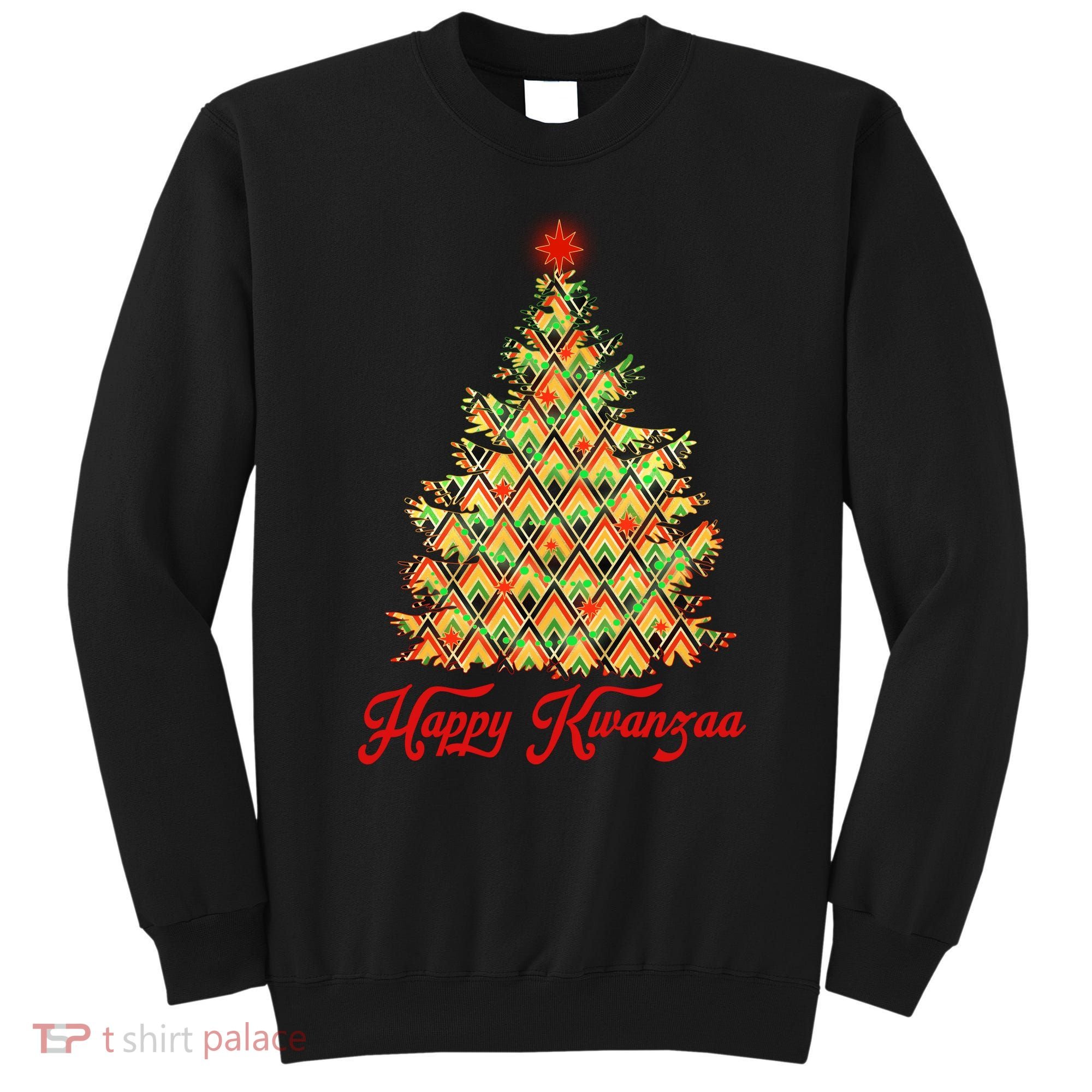 Happy Kwanzaa Pattern Christmas Tree Sweatshirt