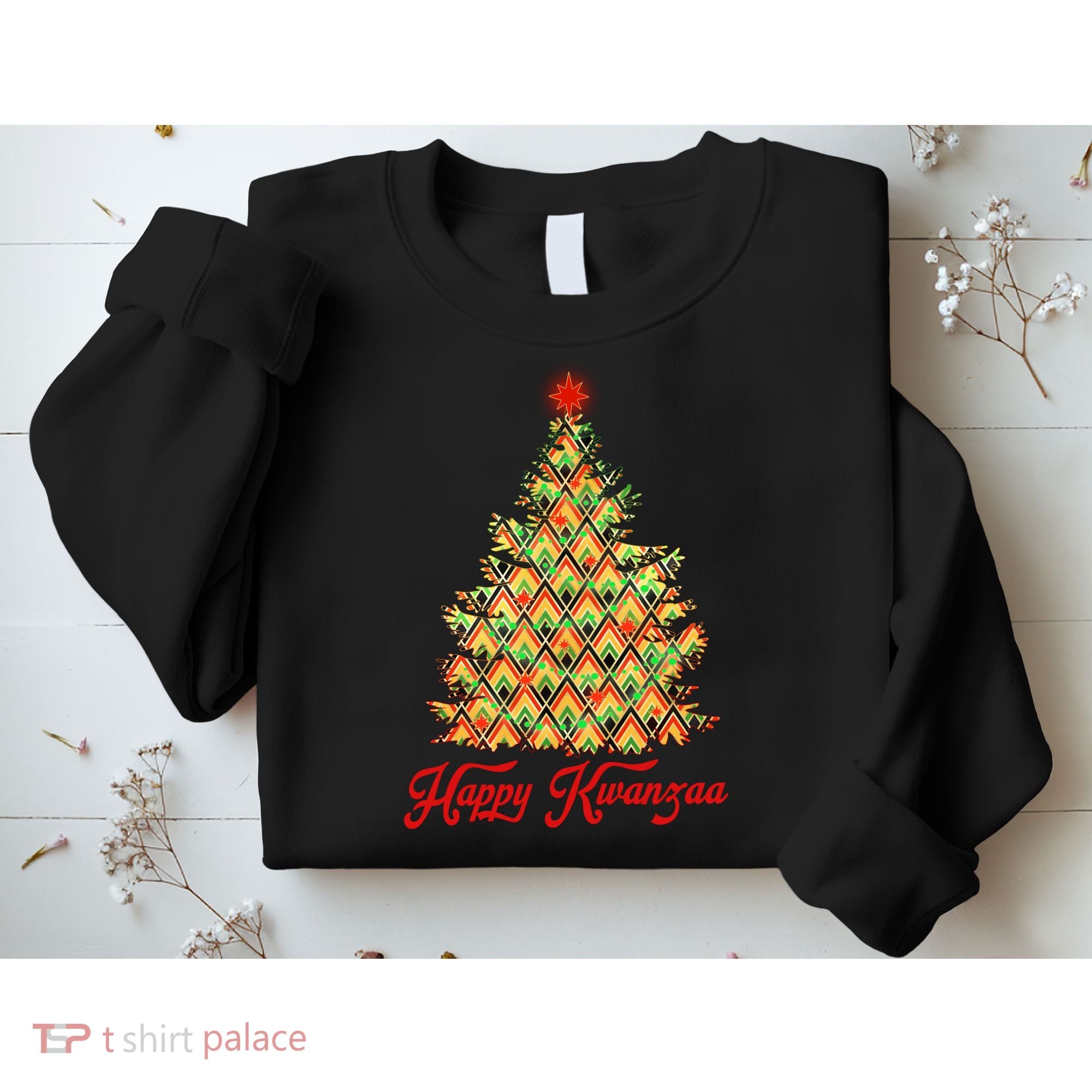 Happy Kwanzaa Pattern Christmas Tree Sweatshirt