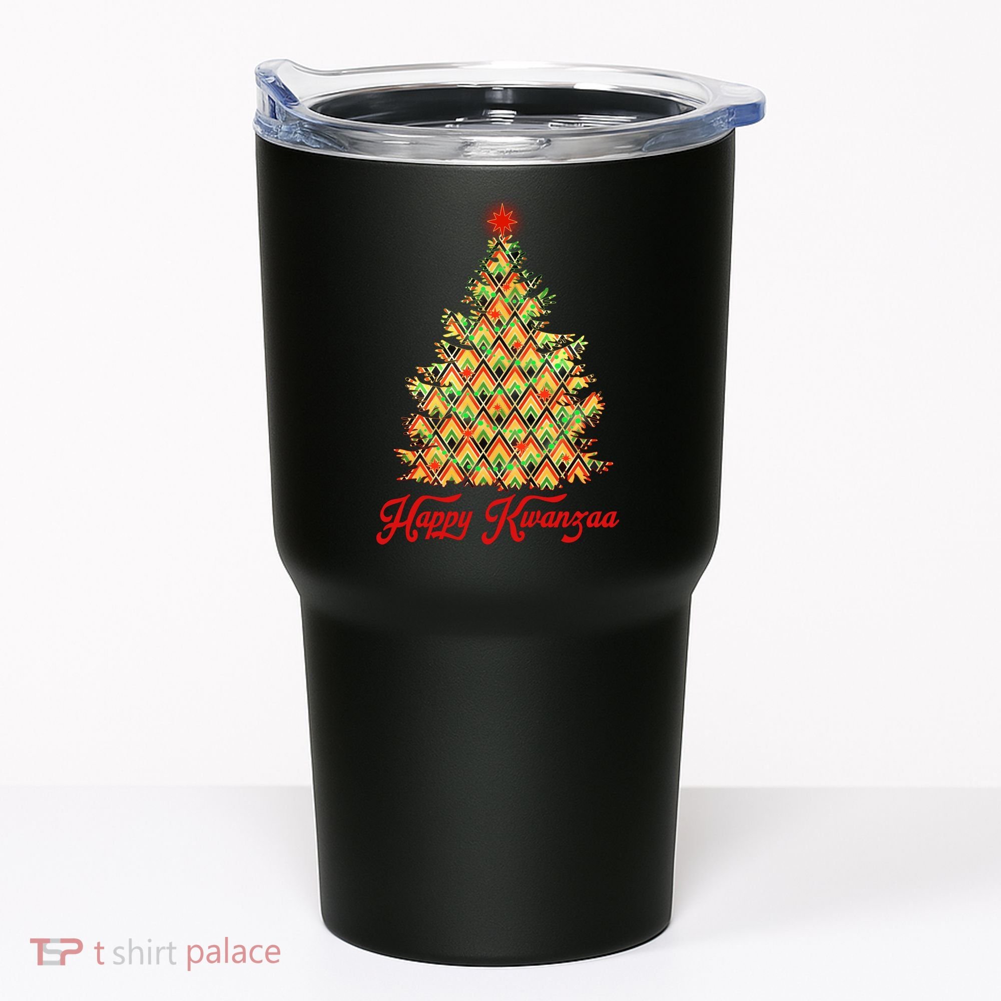 Happy Kwanzaa Pattern Christmas Tree Tumbler