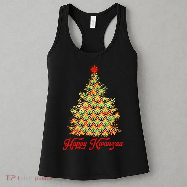 Happy Kwanzaa Pattern Christmas Tree Women's Tank Top