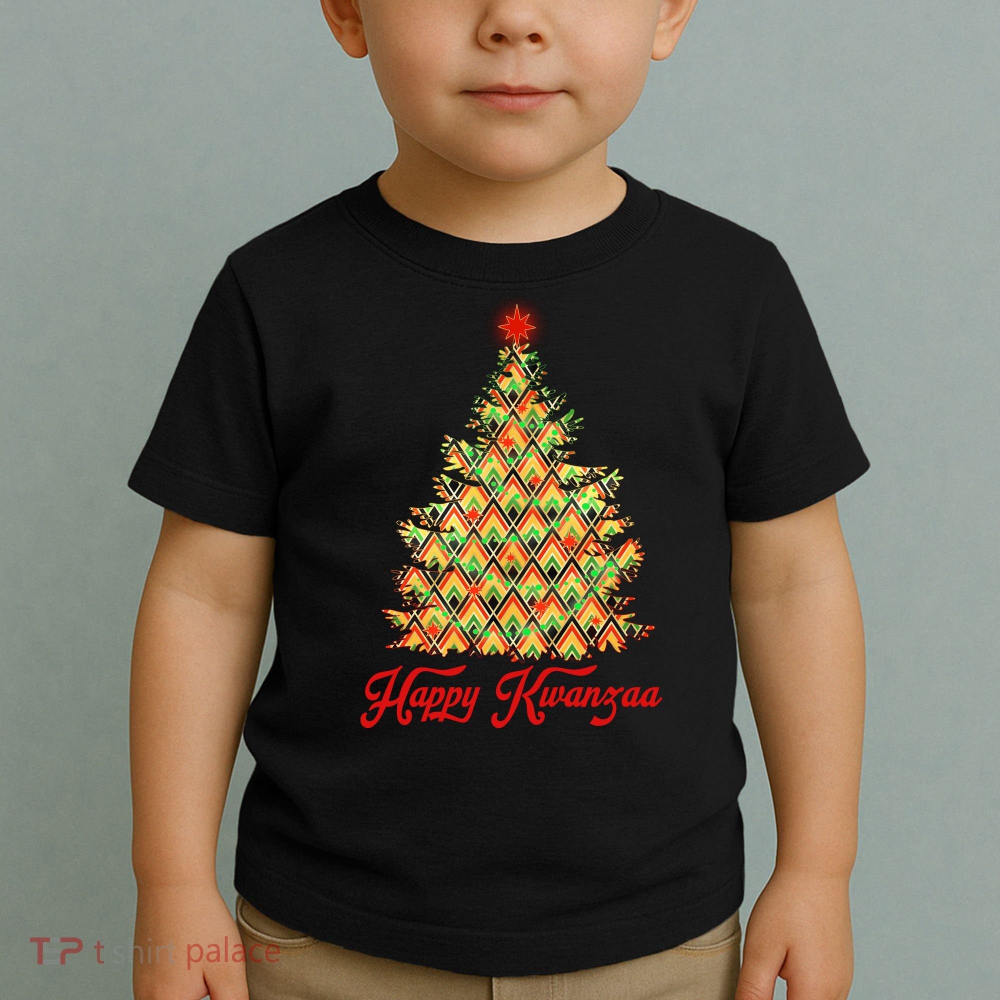 Happy Kwanzaa Pattern Christmas Tree Toddler T-Shirt