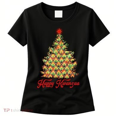 Happy Kwanzaa Pattern Christmas Tree Women's T-Shirt
