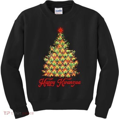 Happy Kwanzaa Pattern Christmas Tree Kids Sweatshirt