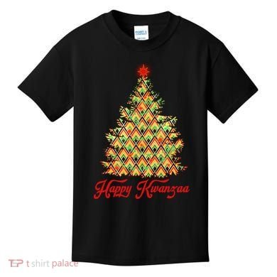 Happy Kwanzaa Pattern Christmas Tree Kids T-Shirt