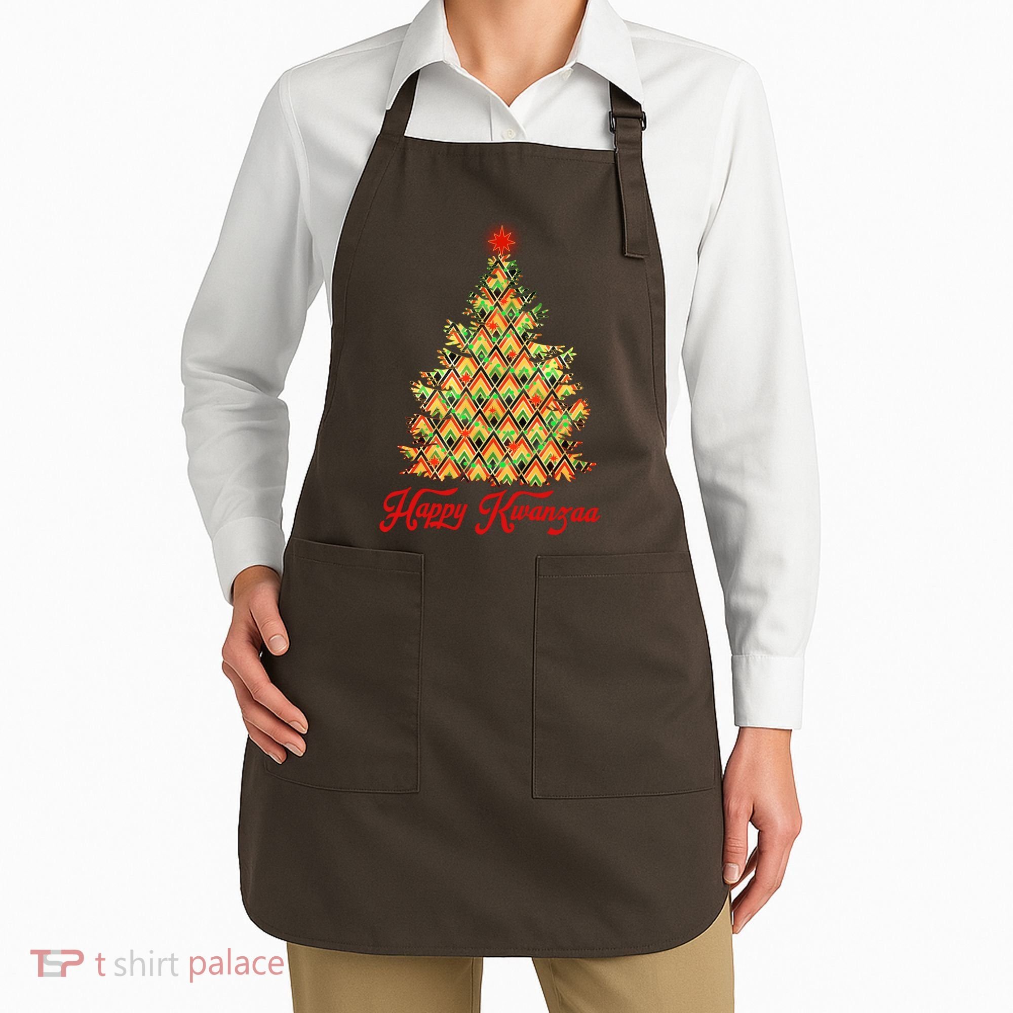 Happy Kwanzaa Pattern Christmas Tree Apron