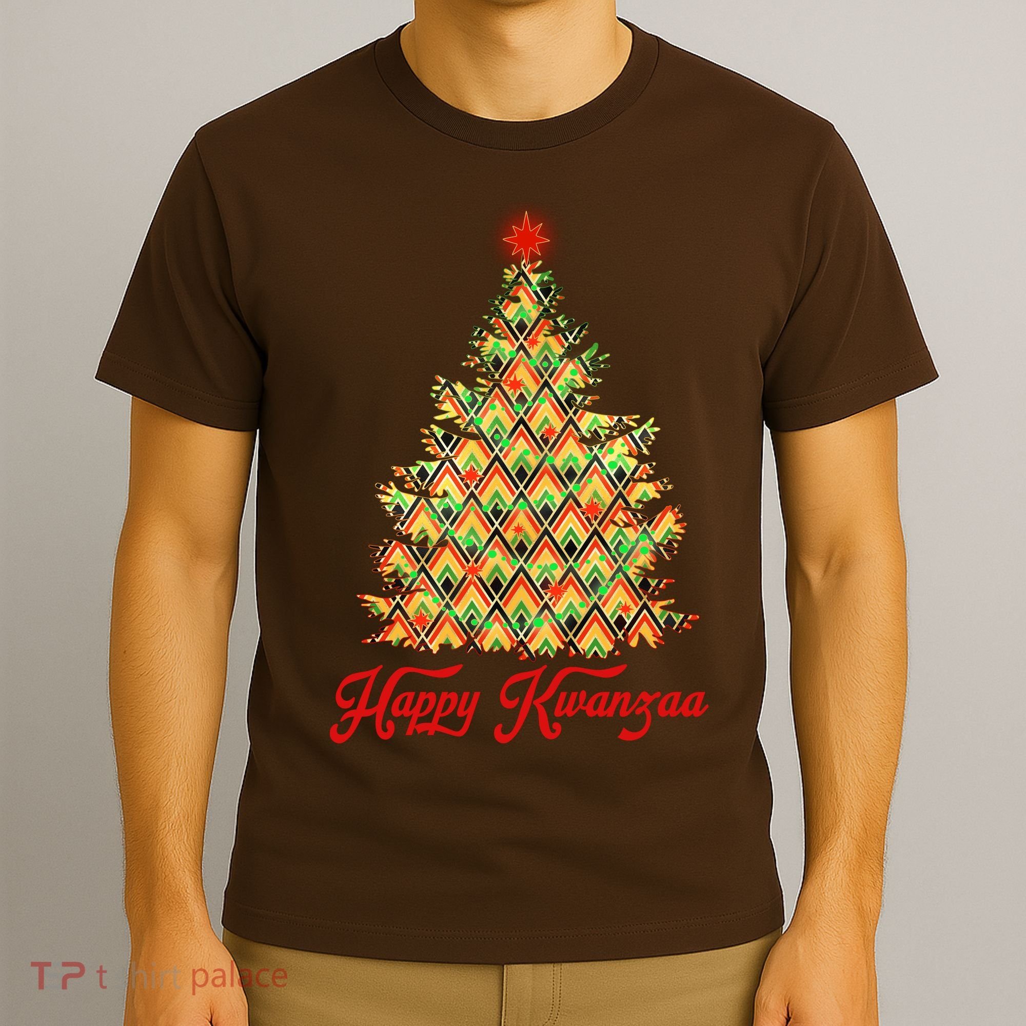 Happy Kwanzaa Pattern Christmas Tree T-Shirt