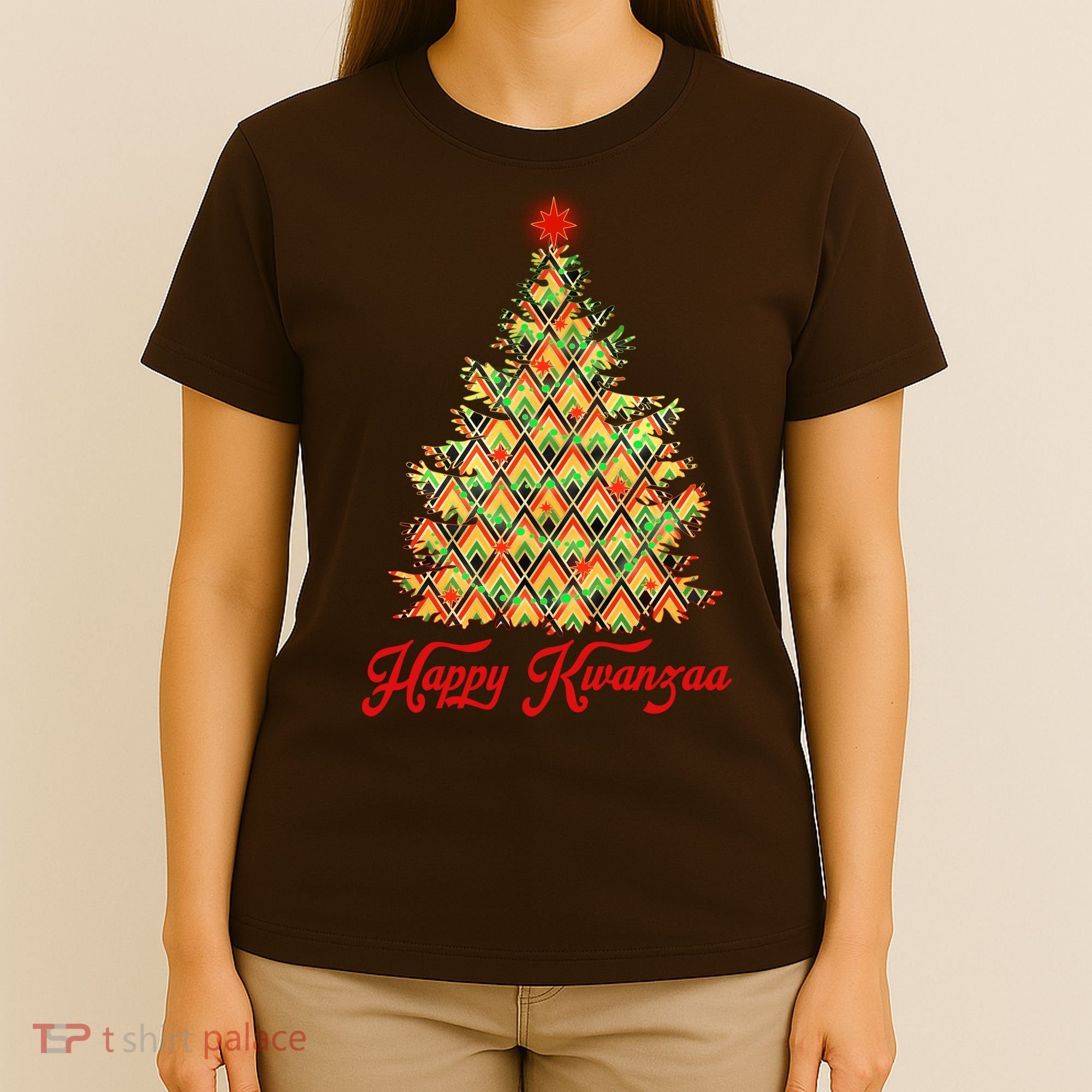 Happy Kwanzaa Pattern Christmas Tree T-Shirt