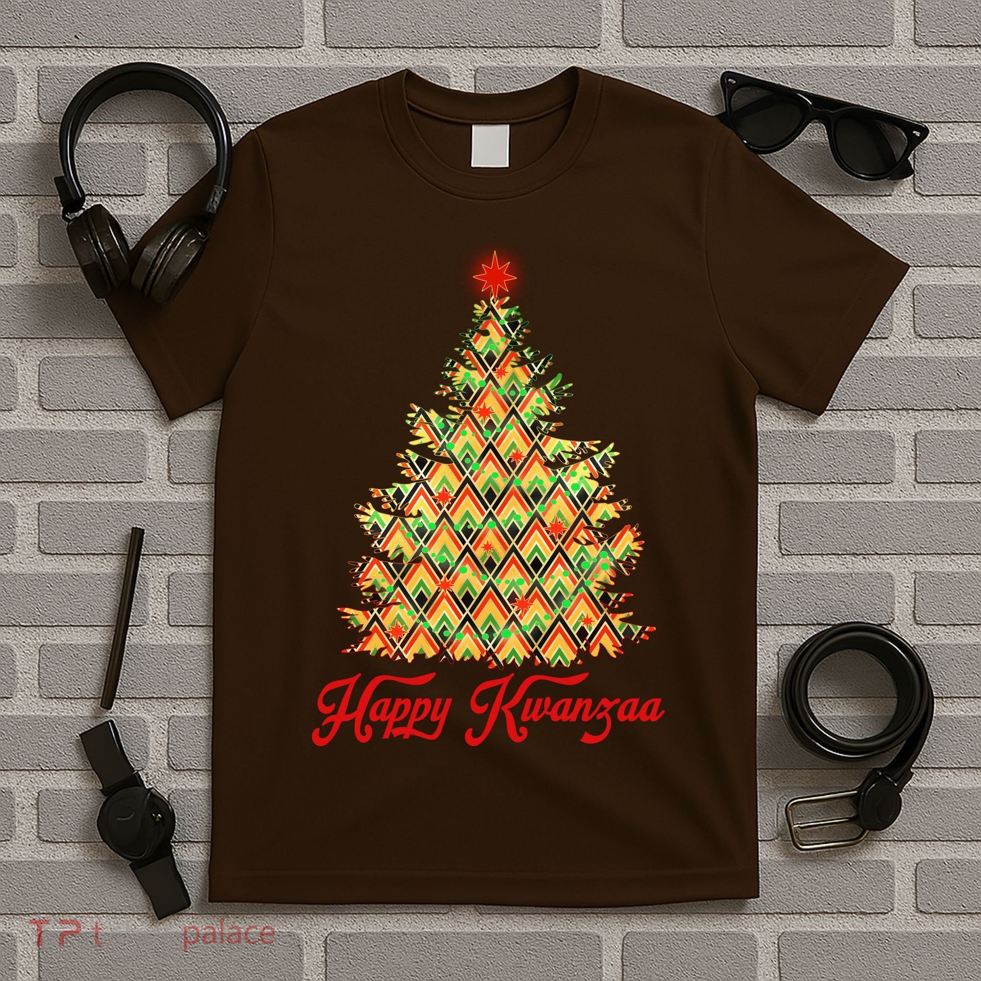 Happy Kwanzaa Pattern Christmas Tree T-Shirt