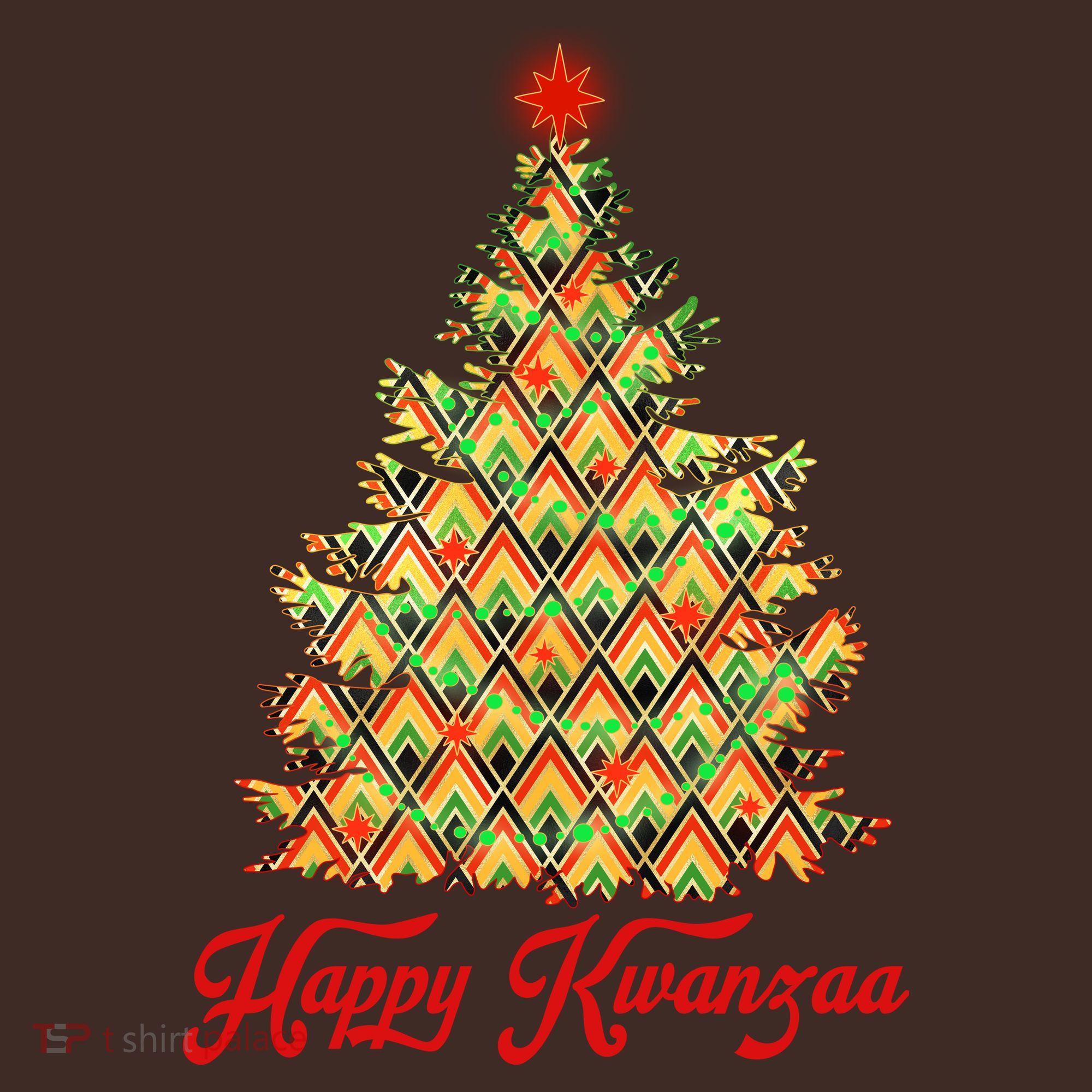 Happy Kwanzaa Pattern Christmas Tree Beanie