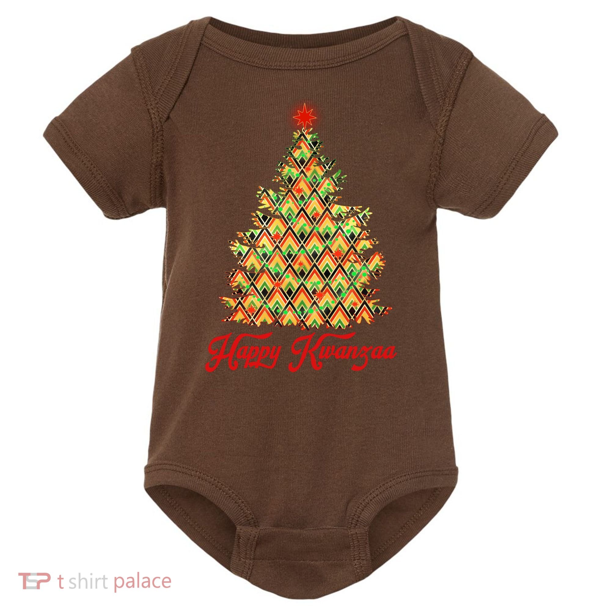 Happy Kwanzaa Pattern Christmas Tree Baby Bodysuit