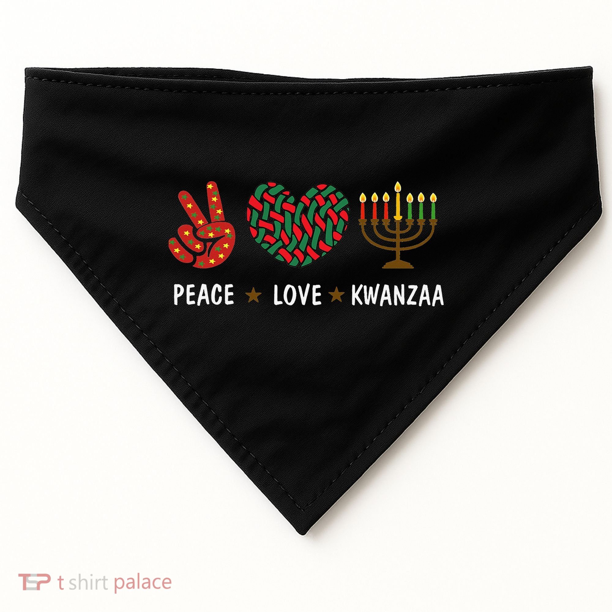 Happy Kwanzaa Peace Love Kwanzaa African USA-Made Doggie Bandana