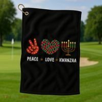 Happy Kwanzaa Peace Love Kwanzaa African Golf Towel thumb 1