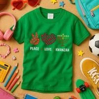 Happy Kwanzaa Peace Love Kwanzaa African Kids T-Shirt thumb 3