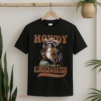 Howdy Kindergarten Raccoon Cowboy Western Back To School Gift T-Shirt thumb 2
