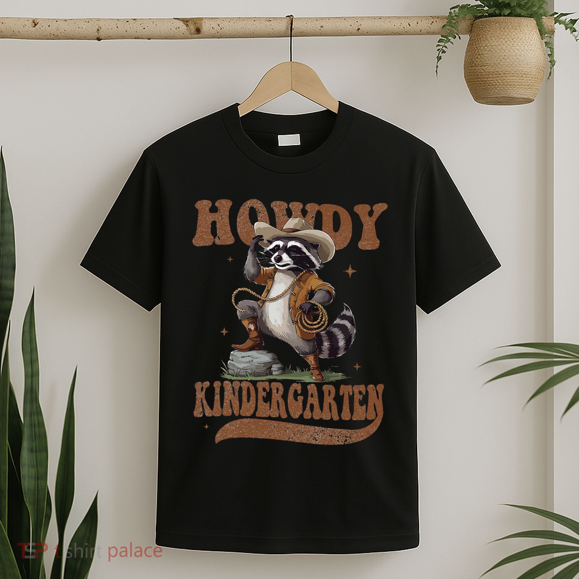 Howdy Kindergarten Raccoon Cowboy Western Back To School Gift T-Shirt