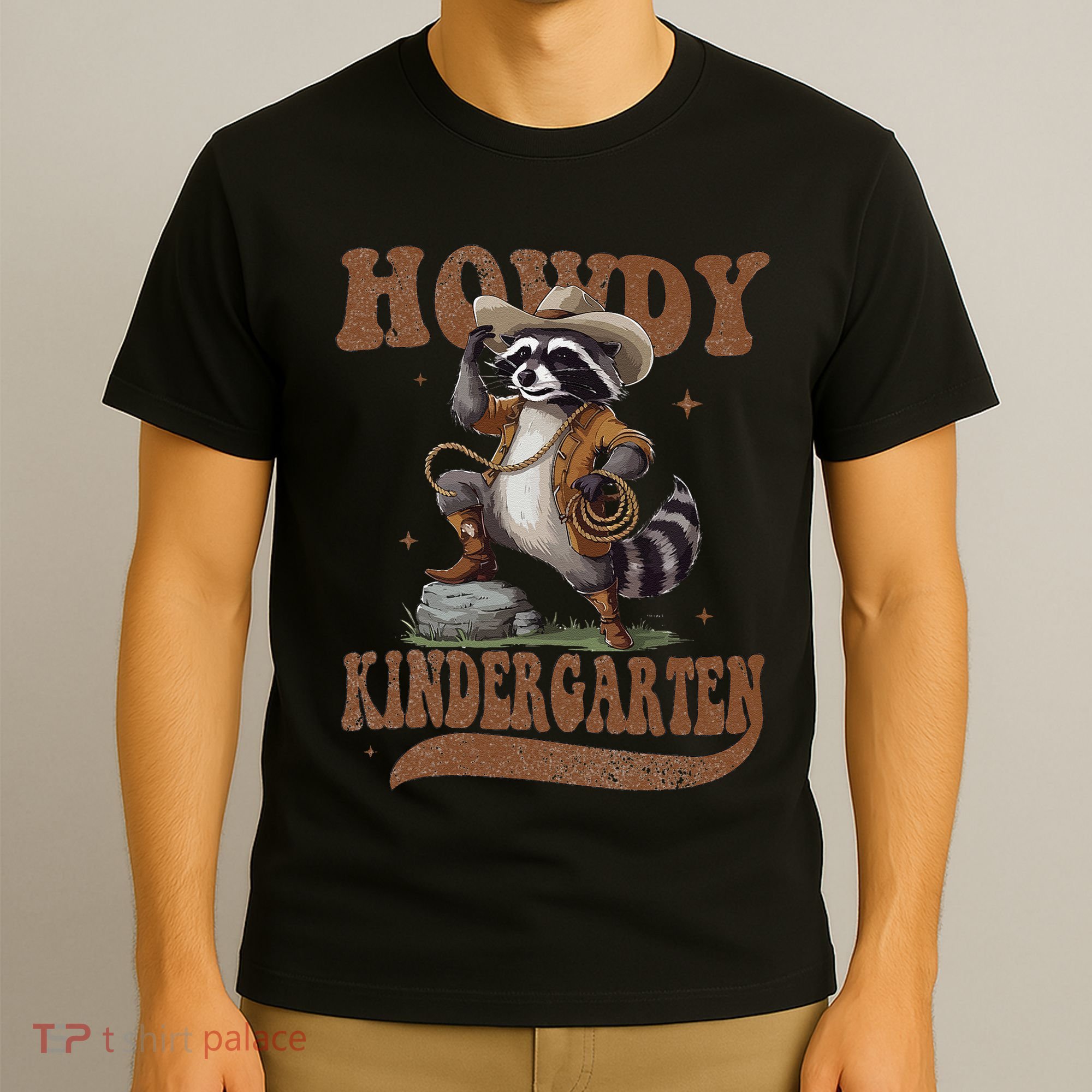 Howdy Kindergarten Raccoon Cowboy Western Back To School Gift T-Shirt