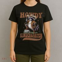 Howdy Kindergarten Raccoon Cowboy Western Back To School Gift T-Shirt thumb 4