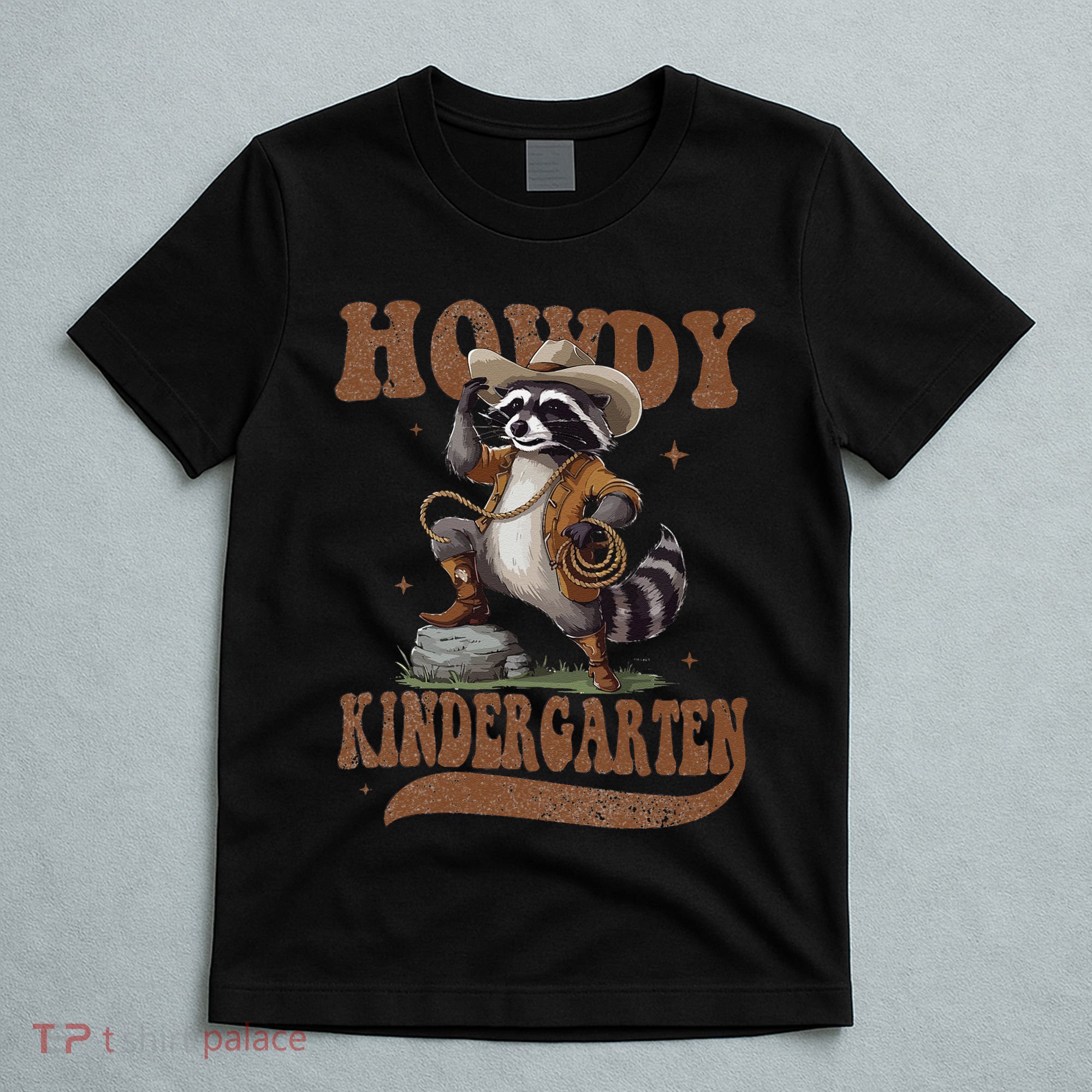 Howdy Kindergarten Raccoon Cowboy Western Back To School Gift T-Shirt
