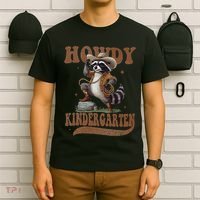 Howdy Kindergarten Raccoon Cowboy Western Back To School Gift T-Shirt thumb 6