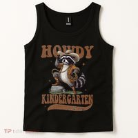 Howdy Kindergarten Raccoon Cowboy Western Back To School Gift Tank Top thumb 2